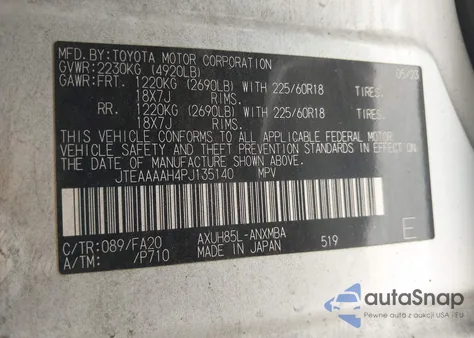 2023 Toyota Venza Le from USA, damaged, VIN JTEAAAAH4PJ135140